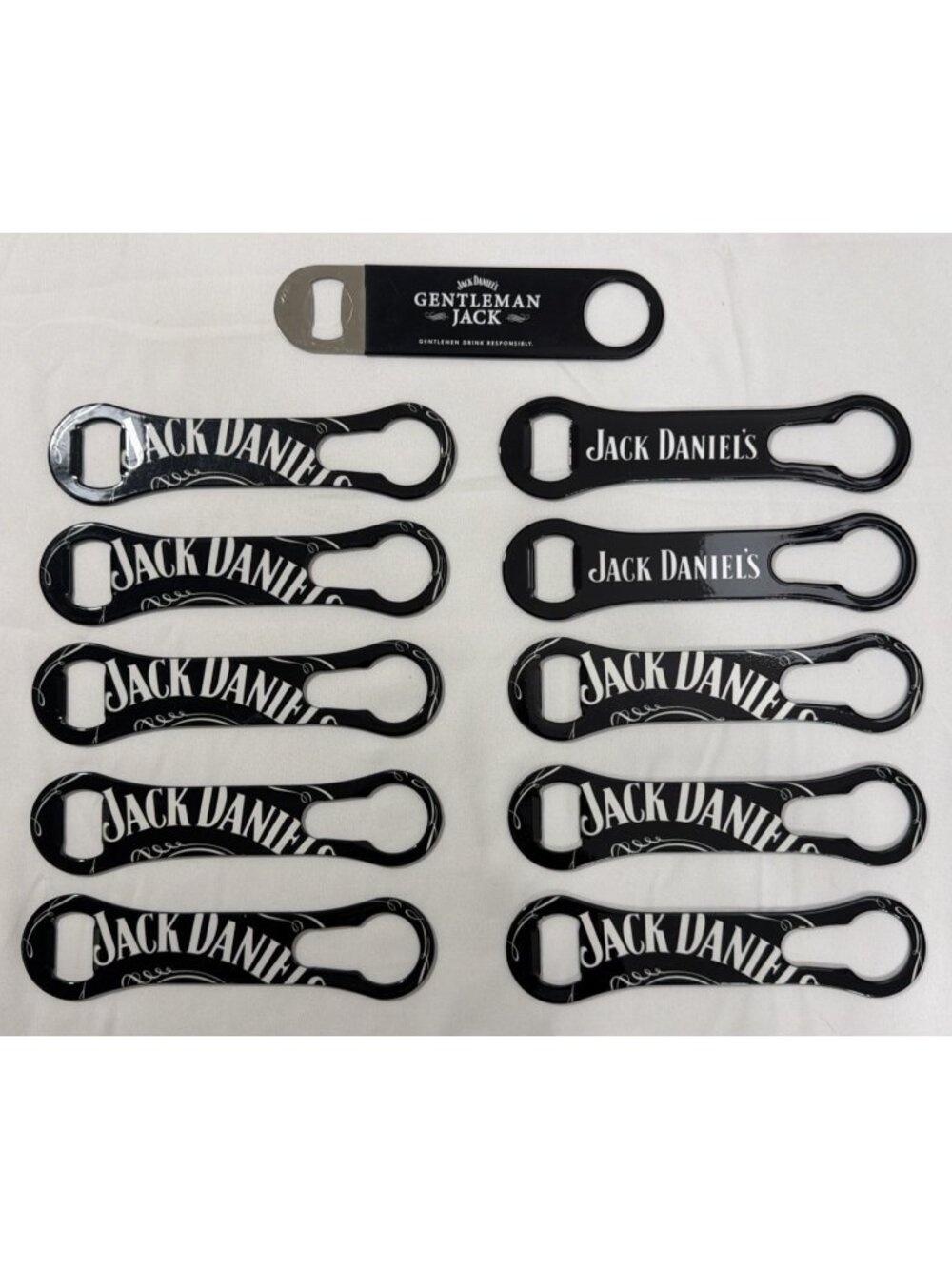 Lot of 11 Jack Daniel’s Old No 7 Black Metal Bar Key Bottle Openers